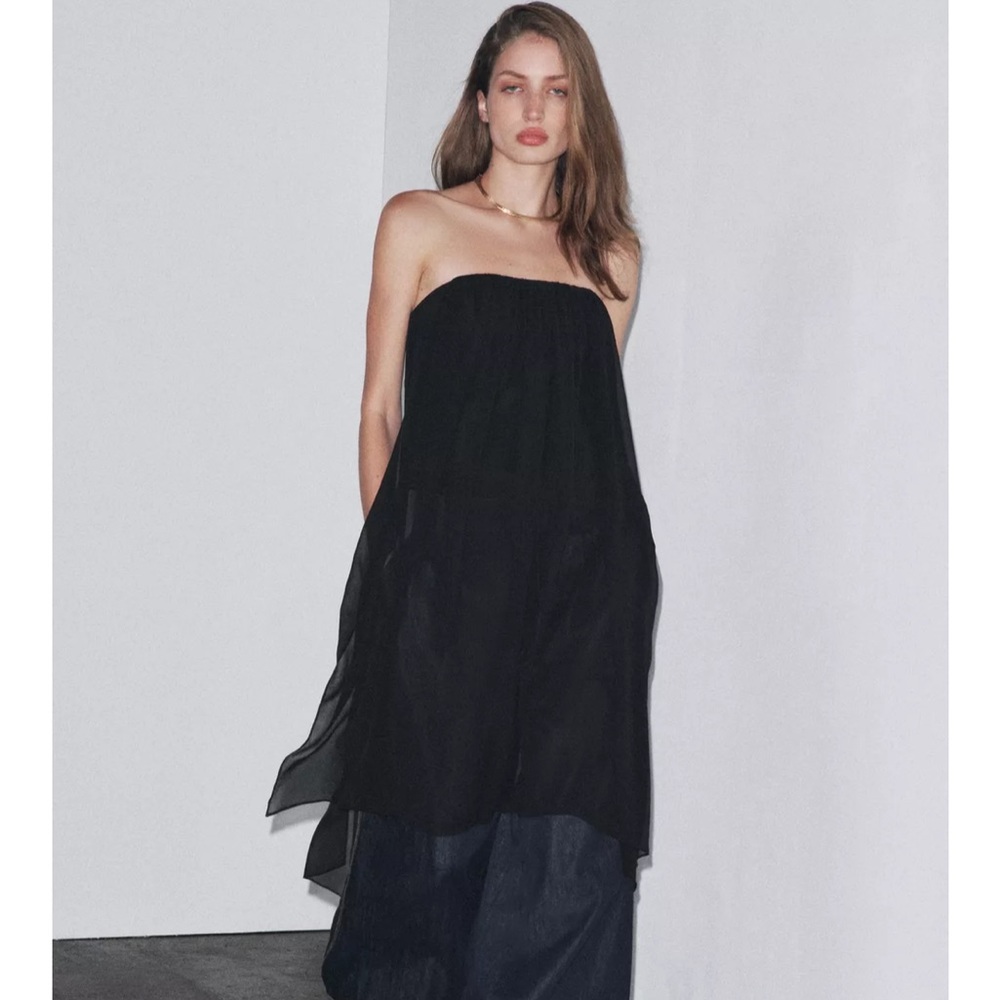 Zara NWT black strapless long top 8344/832